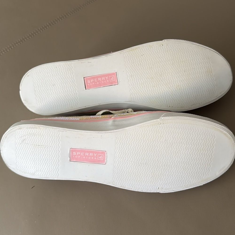 Sperry Top Sider Bahama Iridescent Sequin Pink White Boat Shoe. Size 11M. - Picture 8 of 10